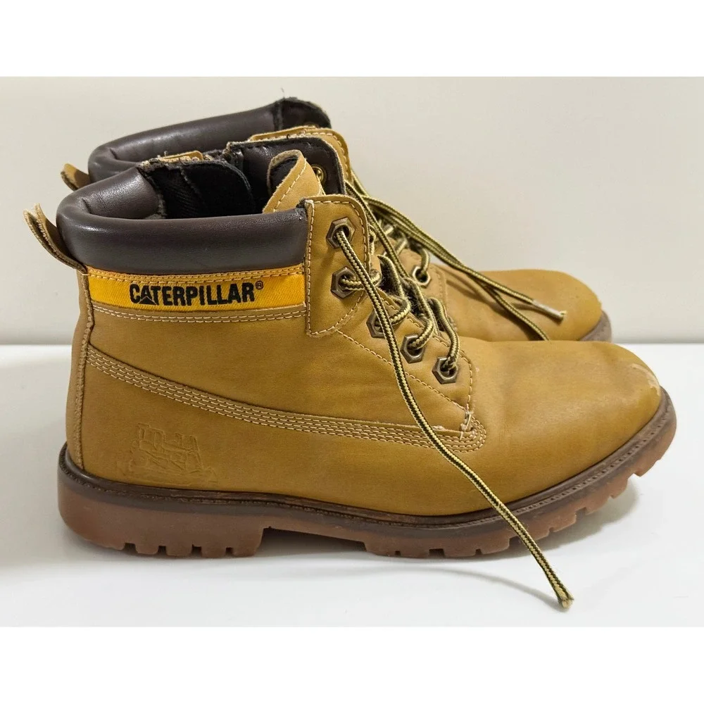 Caterpillar Colorado Boots Kids 3M Tan Side Zip Lace Up Work Boots CK264971